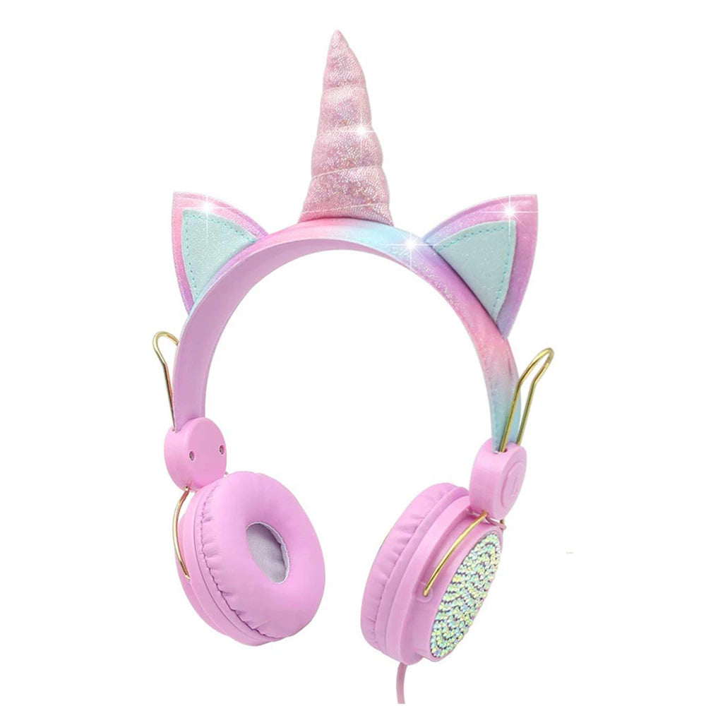 Auriculares de unicornio rosa para niñas, niños y adolescentes, con cable y micrófono, ideal para la escuela, cumpleaños, Navidad, regalo de unicornio.