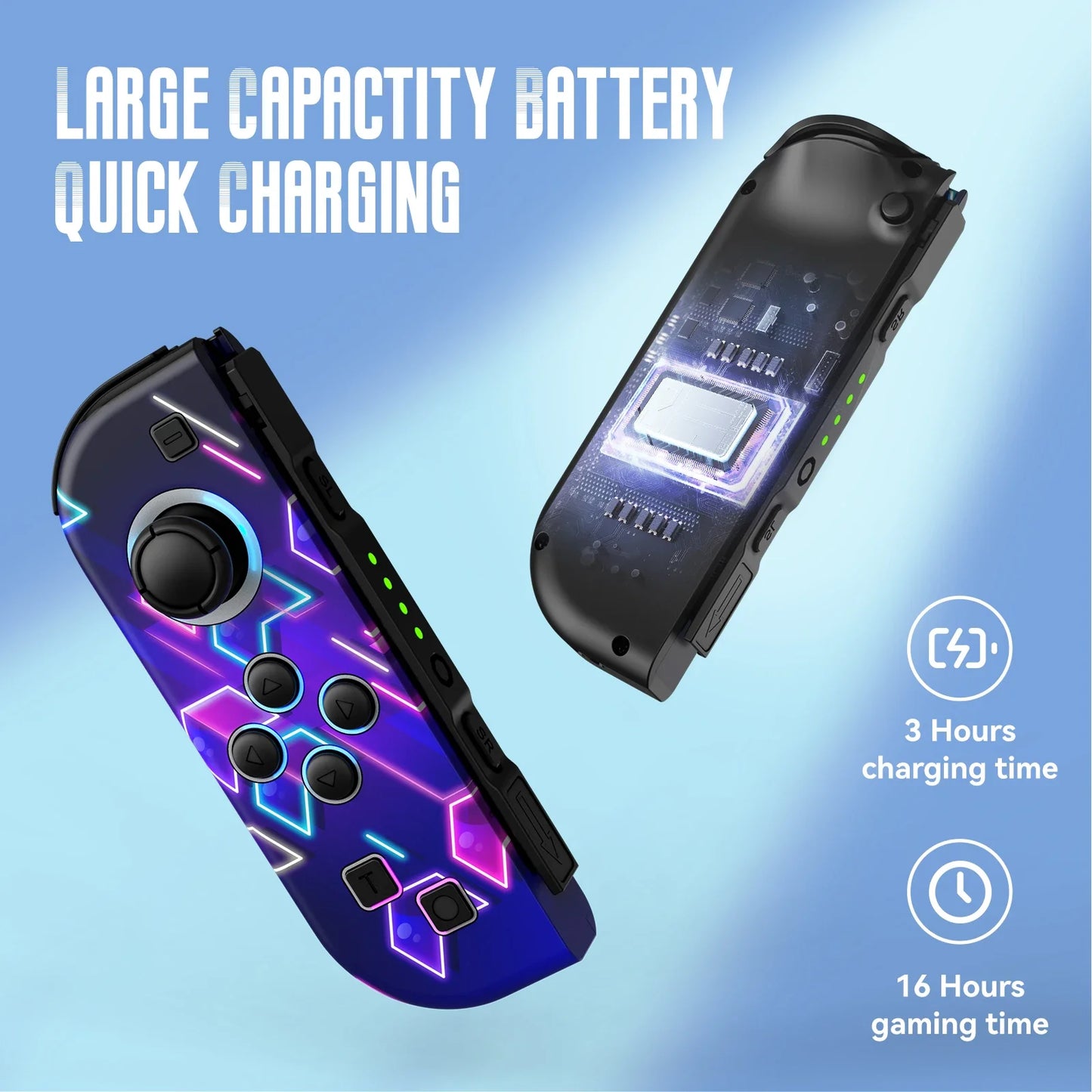 Mando inalámbrico con vibración dual Turbo para Nintendo Switch/OLED/Lite - LED RGB (I/D) Joy-Con