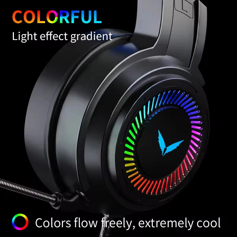 Auriculares para juegos G60, estéreo 7.1, con graves envolventes virtuales y micrófono, luz LED, plegables, para PC y gamers, G58