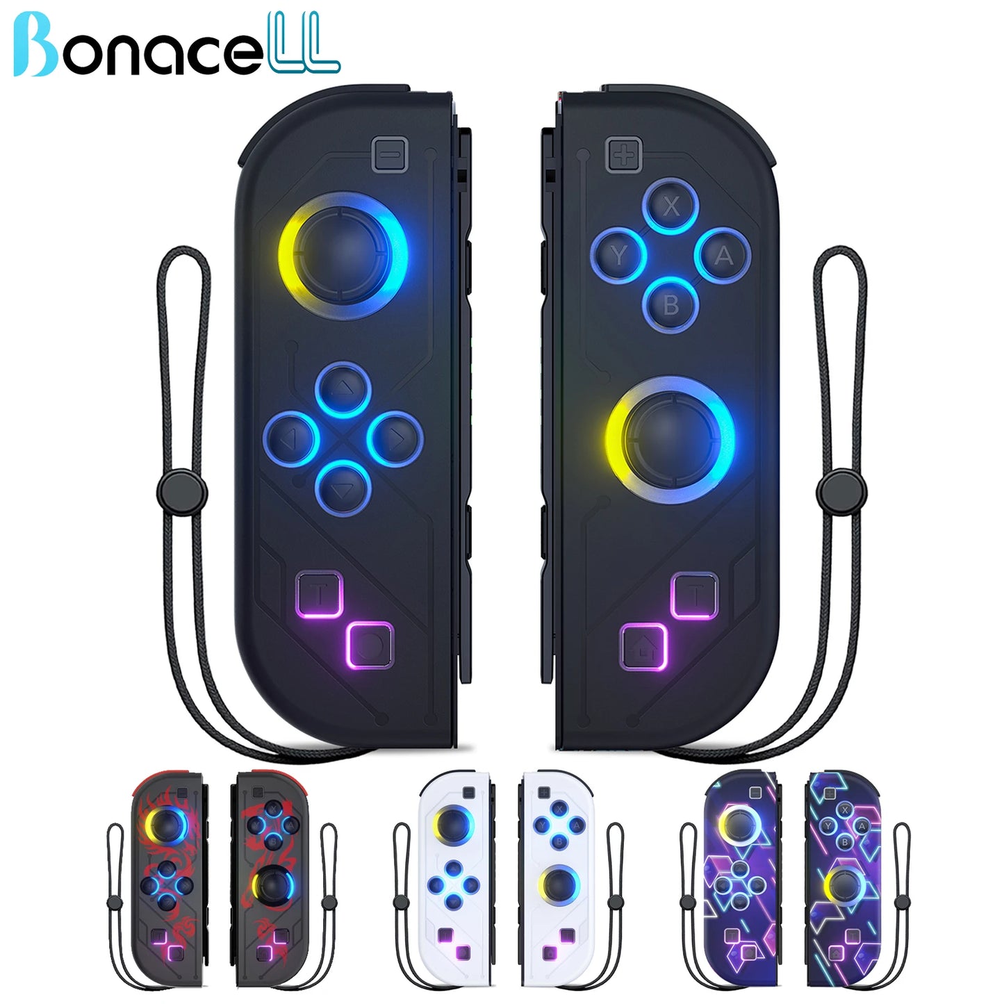 Mando inalámbrico con vibración dual Turbo para Nintendo Switch/OLED/Lite - LED RGB (I/D) Joy-Con