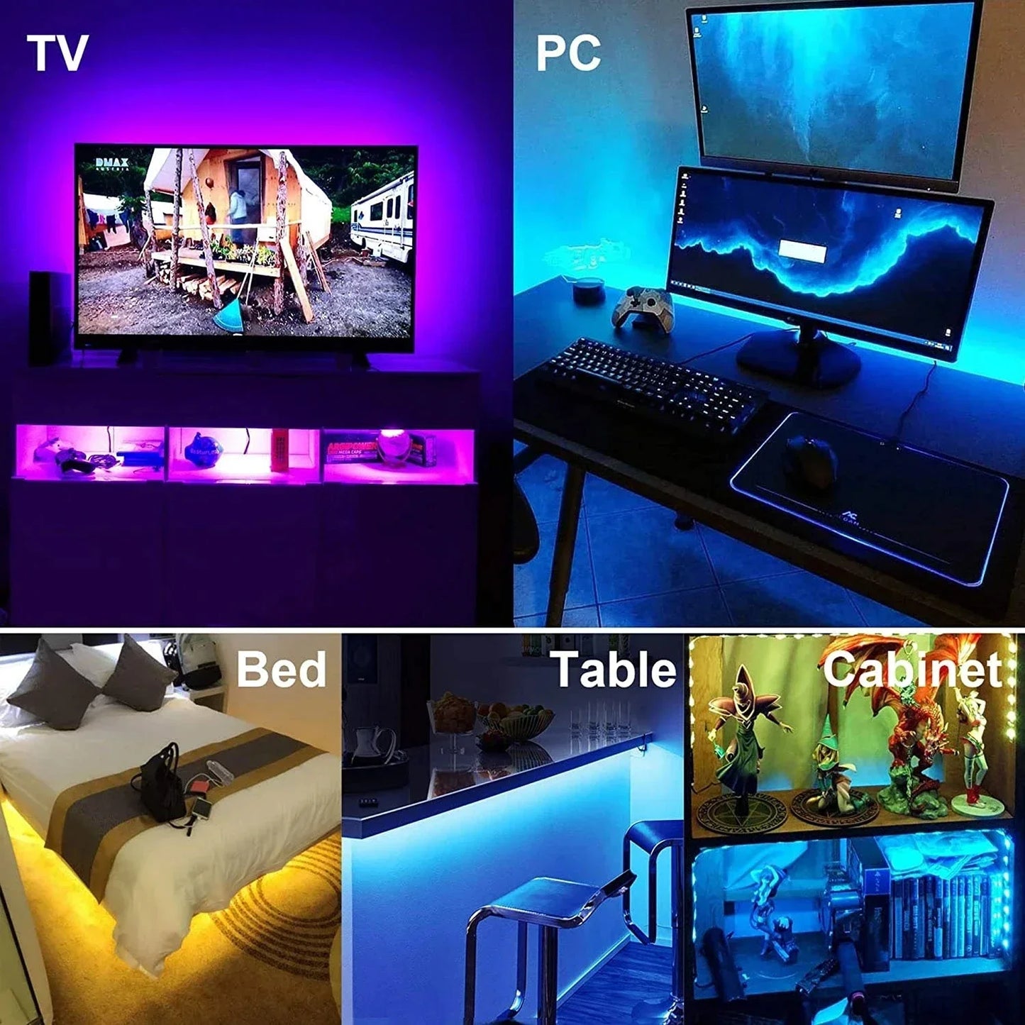 Tira de luz LED RGB 5050 USB de 5 V con Bluetooth y control remoto, cinta de 1-30 M con retroiluminación.