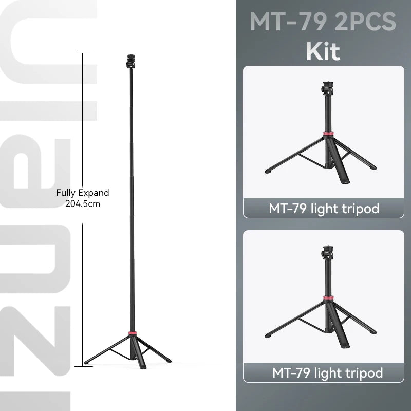 Trípode universal portátil Ulanzi MT-79 de (2)m y soporte de lámpara de aleación de aluminio con luz de relleno LT028 para cámara de acción.