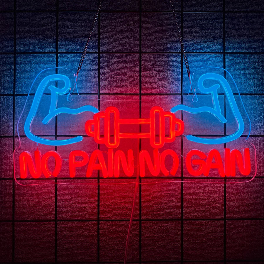 Letrero de neón de fitness para decoración de pared, luz LED de neón para gimnasio, cumpleaños, dormitorio, gimnasio, tienda, cueva de hombre, alimentación USB