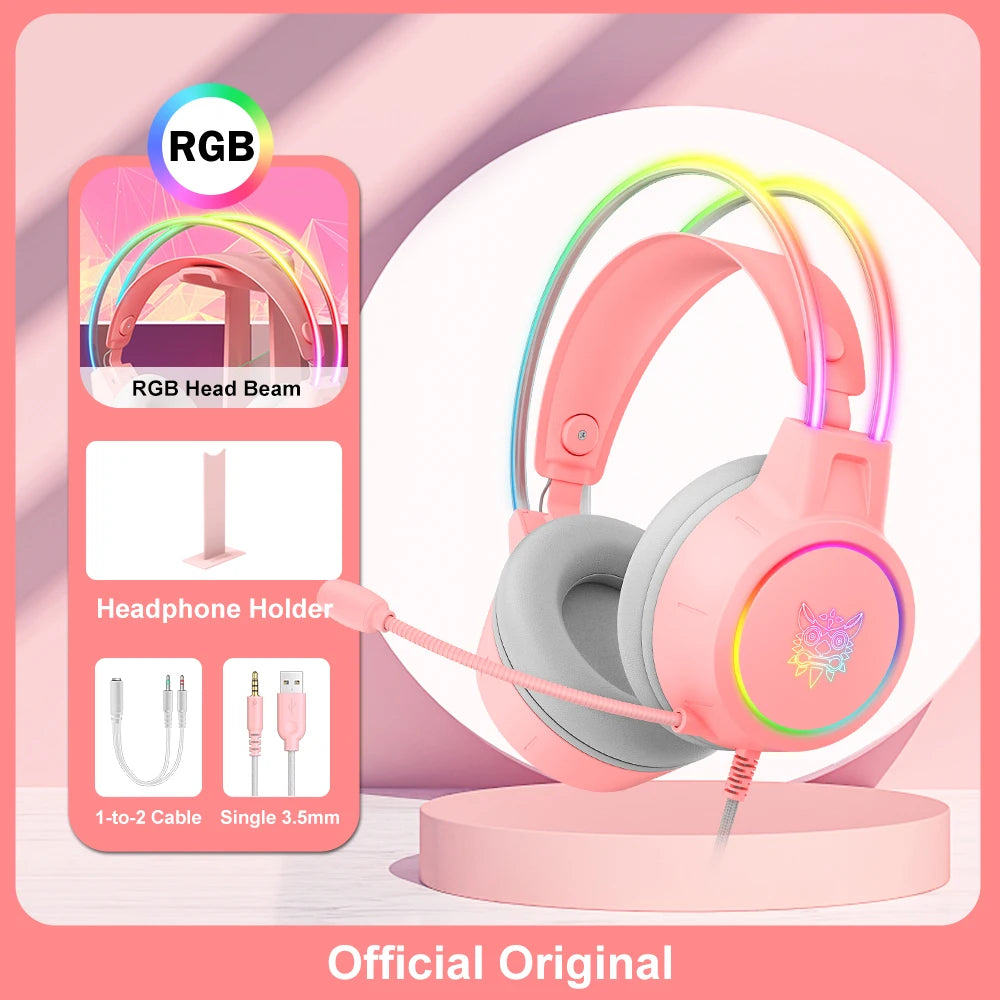 Auriculares para juegos ONIKUMA RGB con micrófono flexible HD de 3,5 mm para PC, Xbox, PS4, PS5 y Switch.