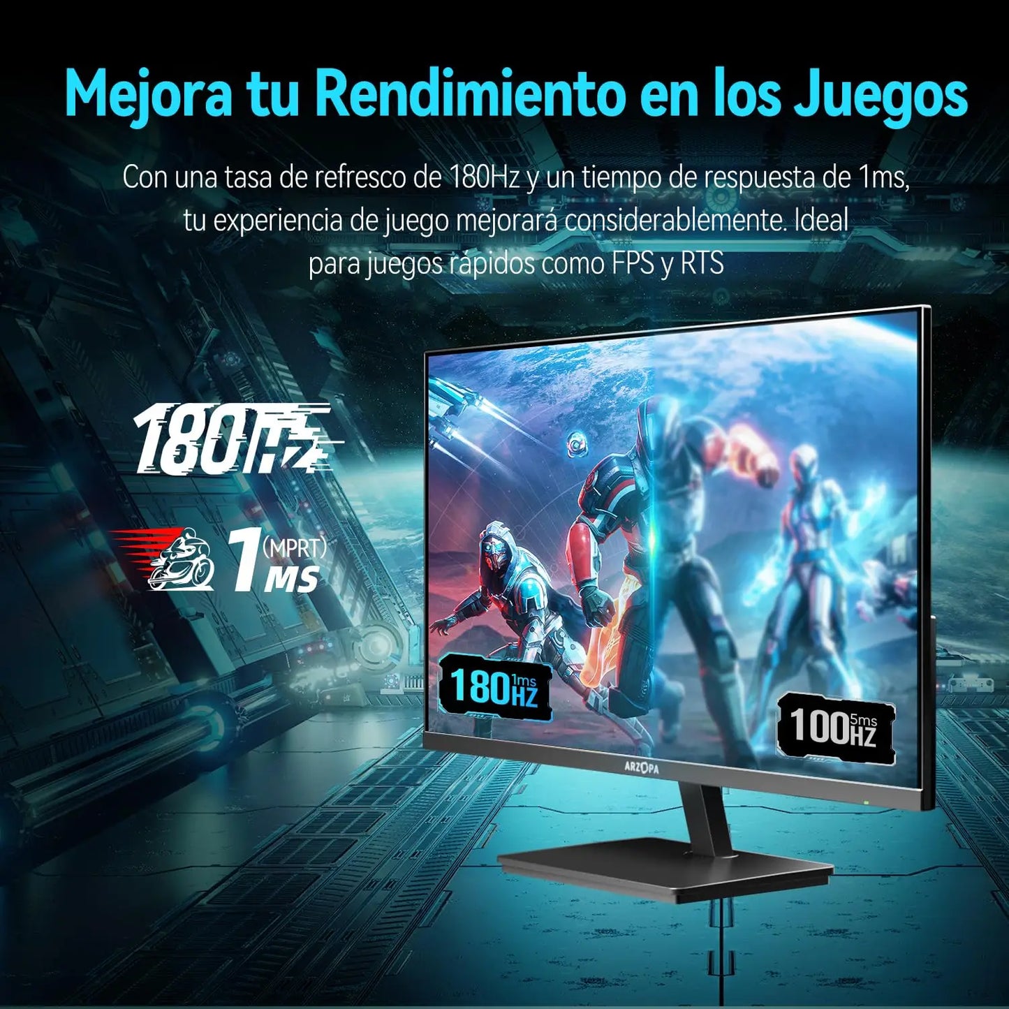 Nuevo monitor ARZOPA QHD 2K de 27", 180 Hz, IPS, Tipo C, FreeSync, ajustable, DP/HDMI/Tipo C, 1 ms, para juegos y oficina