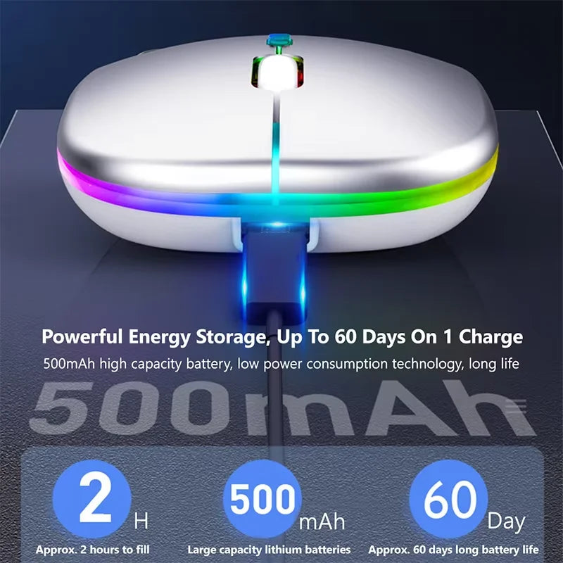 Ratón Bluetooth silencioso, recargable, inalámbrico, para ordenador portátil, ratón óptico para iPad, Samsung, tableta, ratones universales, silencioso