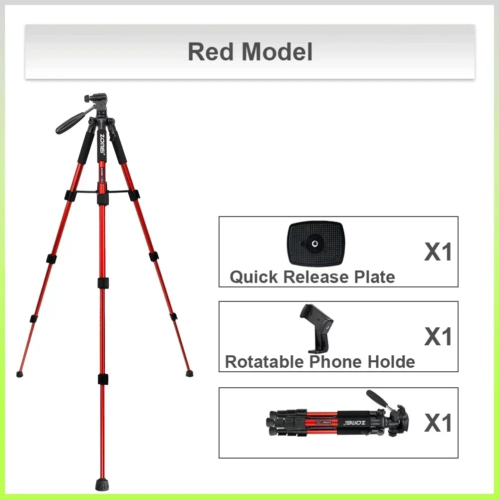 Trípode profesional UEGOGO de altura ajustable con cabezal panorámico de 360° soporta cámaras SLR y teléfonos.