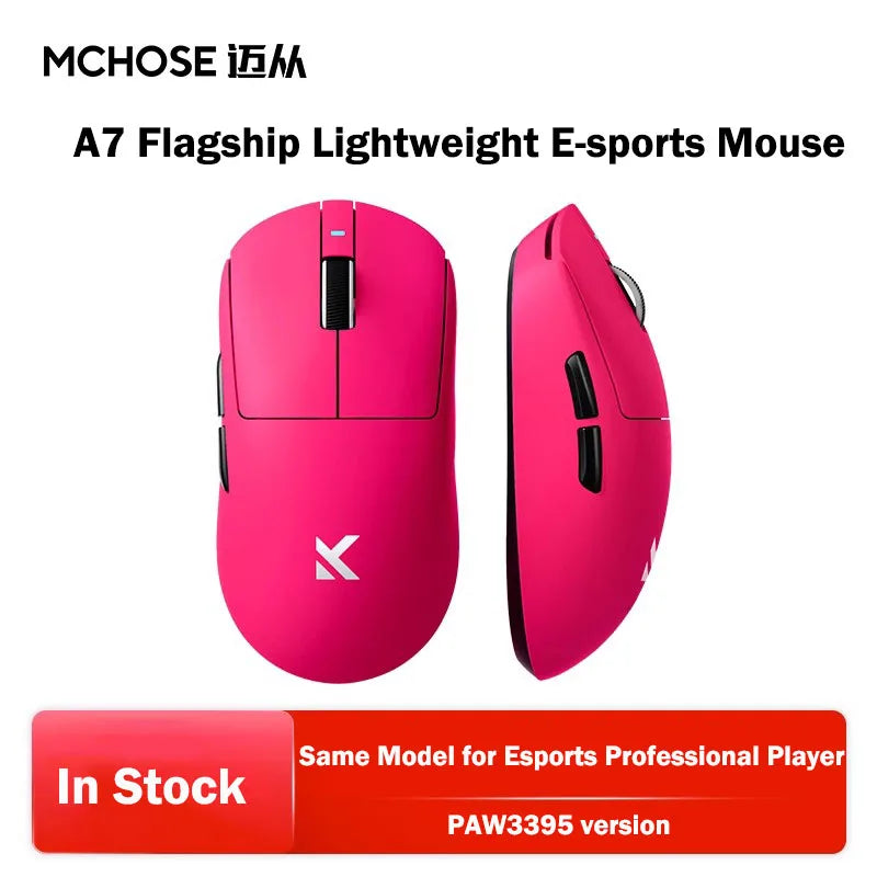 Ratón inalámbrico MCHOSE A7 Pro Ultra para juegos de tres modos y deportes electrónicos PAW3950, ligero, 42 000 ppp, 8 K, bajo retardo, ergonomía, 500 mAh