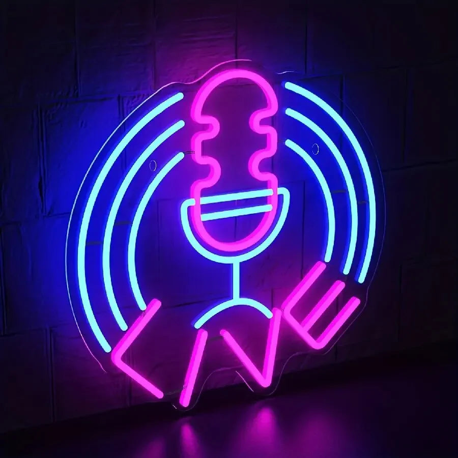 Letrero de neón "Estudio en directo", luz LED musical para sala de grabación, estudio de música, streaming, fiestas, clubes y decoración de pared