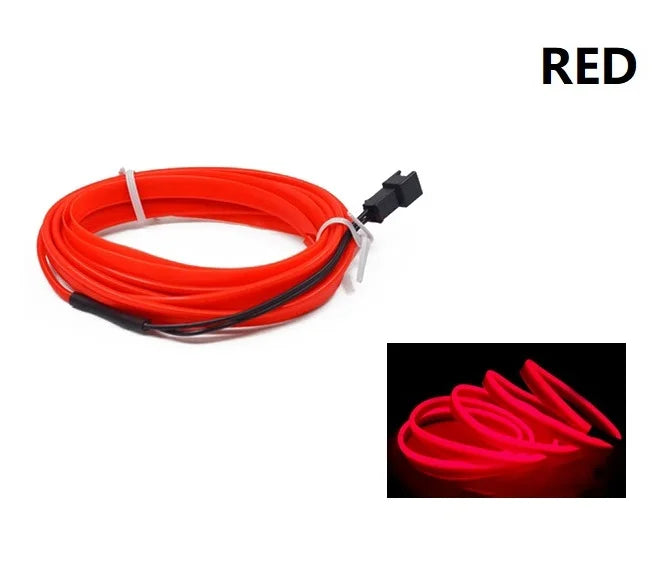 Tira de neón LED decorativa para interior de coche, 10 m, 1 m, 3 m y 5 m. Luz ambiental flexible con cable y alimentación USB, ideal para fiestas y ambientes.