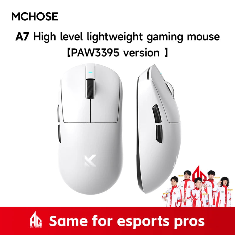 Ratón inalámbrico MCHOSE A7 Pro Ultra para juegos de tres modos y deportes electrónicos PAW3950, ligero, 42 000 ppp, 8 K, bajo retardo, ergonomía, 500 mAh