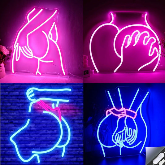 Letrero de neón con forma de trasero de mujer, regulable, para cueva de hombre, letrero LED sexy de neón para mujer y niña, para decoración de hogar, bar, dormitorio, club, fiesta.