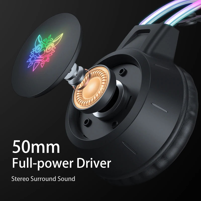 Auriculares para juegos ONIKUMA RGB con micrófono flexible HD de 3,5 mm para PC, Xbox, PS4, PS5 y Switch.