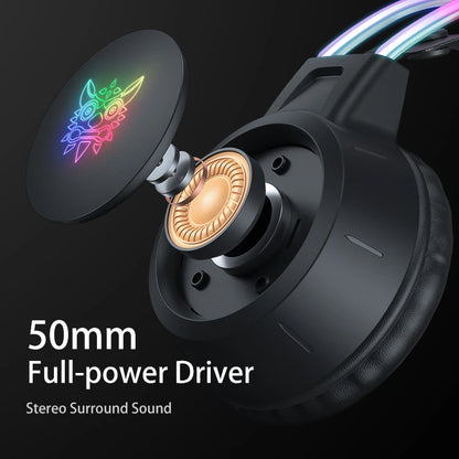Auriculares para juegos ONIKUMA RGB con micrófono flexible HD de 3,5 mm para PC, Xbox, PS4, PS5 y Switch.
