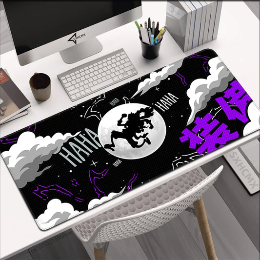 Alfombrilla de ratón en blanco y negro para PC de oficina con diseño de Luffy y accesorios para gaming.
