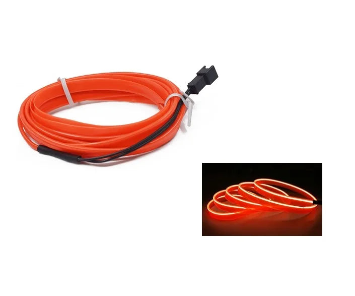 Tira de neón LED decorativa para interior de coche, 10 m, 1 m, 3 m y 5 m. Luz ambiental flexible con cable y alimentación USB, ideal para fiestas y ambientes.