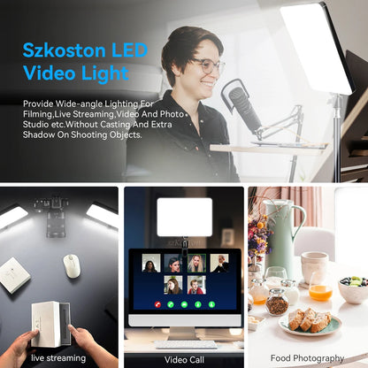 Panel de luz LED para fotografía y video de 8/12 pulgadas, kit de lámpara para estudio fotográfico, transmisión en vivo, grabación y YouTube con trípode.