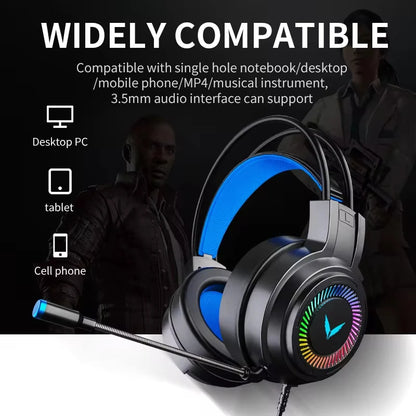 Auriculares para juegos G60, estéreo 7.1, con graves envolventes virtuales y micrófono, luz LED, plegables, para PC y gamers, G58