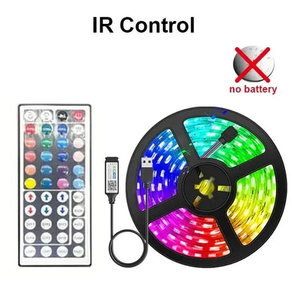 Tira de luz LED RGB 5050 USB de 5 V con Bluetooth y control remoto, cinta de 1-30 M con retroiluminación.