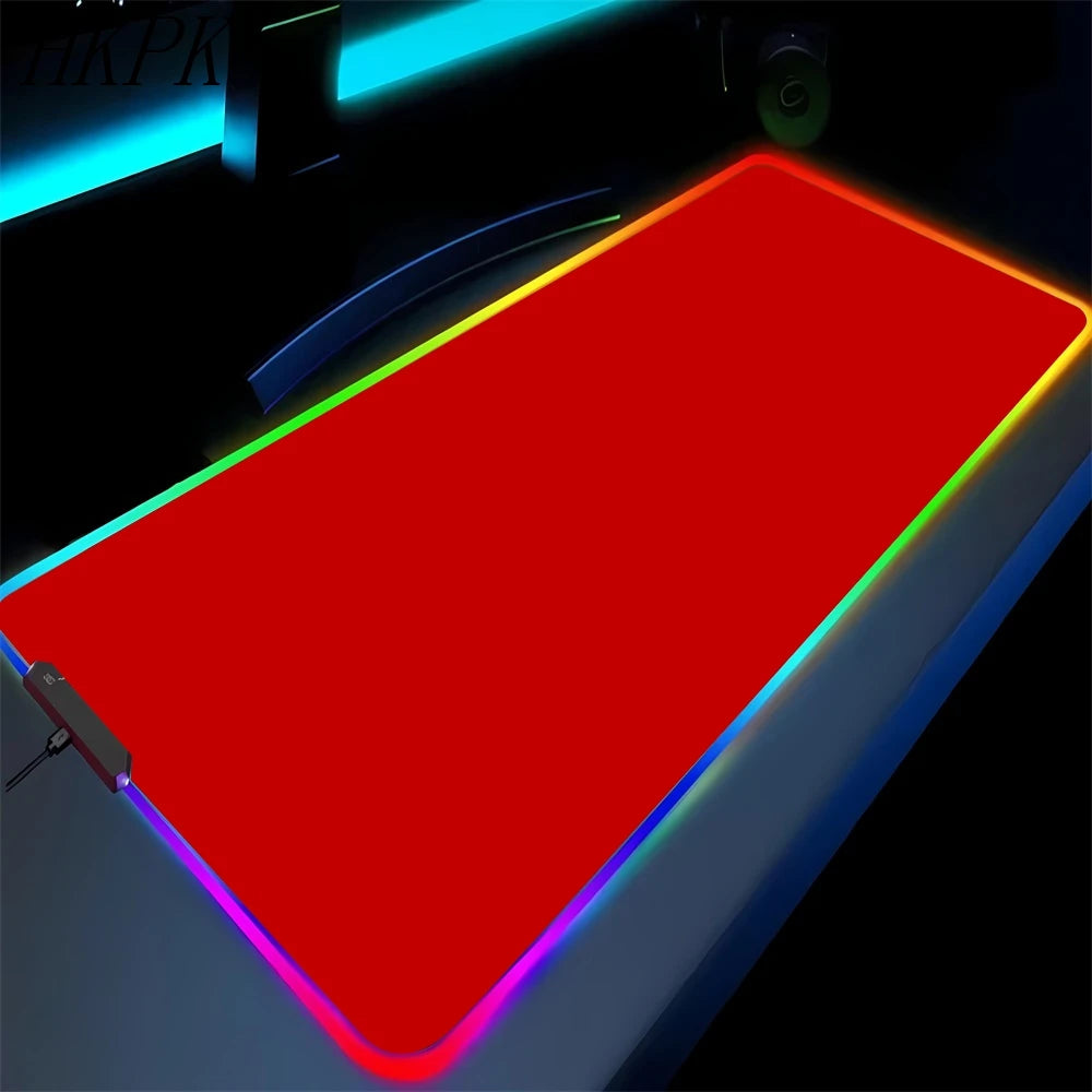 Alfombrilla de ratón RGB antideslizante para juegos (negro puro) para PC, oficina, juegos, alfombrilla de goma LED
