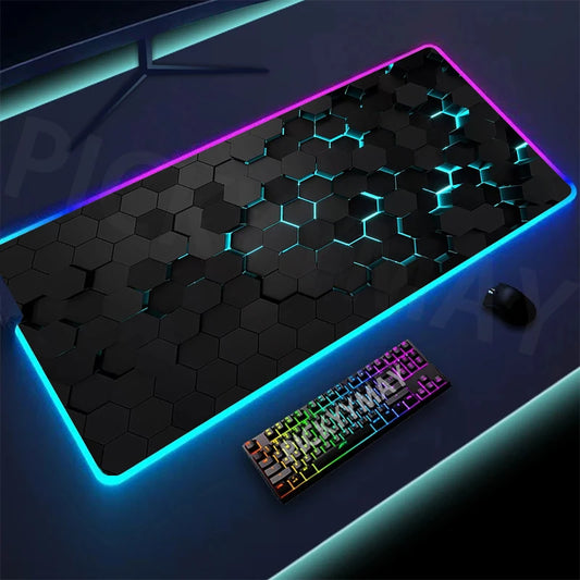 Alfombrilla de ratón RGB con diseño geométrico de (40 x 90) para juegos con Led