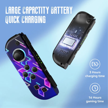 Mando inalámbrico con vibración dual Turbo para Nintendo Switch/OLED/Lite - LED RGB (I/D) Joy-Con