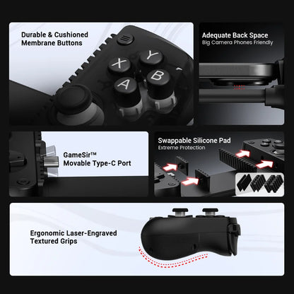 Mando para juegos móvil GameSir X5 Lite Tipo-C para Android e iOS, mando para móvil, puerto tipo C móvil, almohadilla de silicona intercambiable