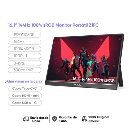 ARZOPA 16.1" 144hz 100%sRGB 1080p
