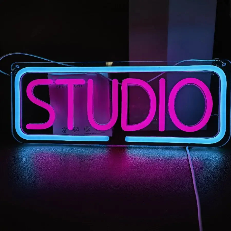 Letrero de neón "Estudio en directo", luz LED musical para sala de grabación, estudio de música, streaming, fiestas, clubes y decoración de pared