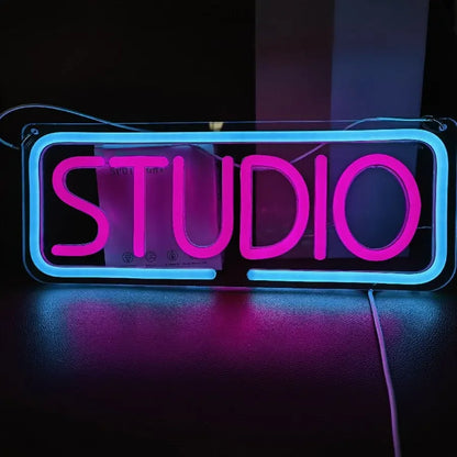 Letrero de neón "Estudio en directo", luz LED musical para sala de grabación, estudio de música, streaming, fiestas, clubes y decoración de pared