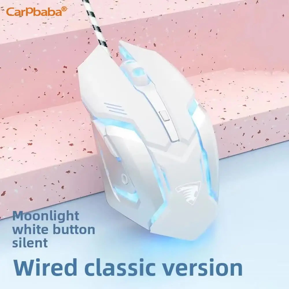 Ratón para juegos con cable Carpbaba G3, silencioso, rosa, mecánico, para deportes electrónicos, para chica, bonito diseño, portátil, para oficina, hogar, MacBook, portátil, PC, gamer