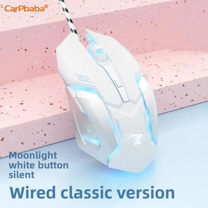 Ratón para juegos con cable Carpbaba G3, silencioso, rosa, mecánico, para deportes electrónicos, para chica, bonito diseño, portátil, para oficina, hogar, MacBook, portátil, PC, gamer