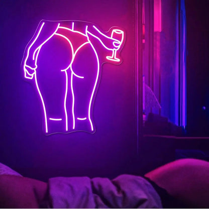 Letrero de neón con forma de trasero de mujer, regulable, para cueva de hombre, letrero LED sexy de neón para mujer y niña, para decoración de hogar, bar, dormitorio, club, fiesta.
