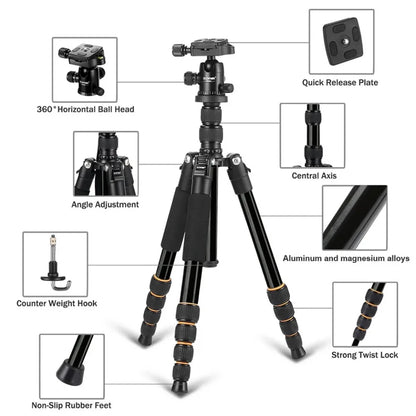 Trípode para cámara Q666, trípode profesional y monopié portátil para cámara de viaje, para DSLR, smartphone, transmisión de video en vivo.