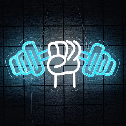 Letrero de neón de fitness para decoración de pared, luz LED de neón para gimnasio, cumpleaños, dormitorio, gimnasio, tienda, cueva de hombre, alimentación USB