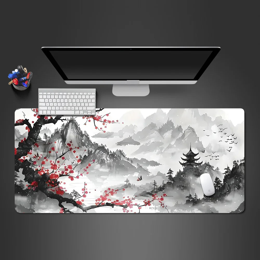 Alfombrilla de ratón con diseño de paisaje de Sakura XXL (1000 x 500 x 3) para gamer