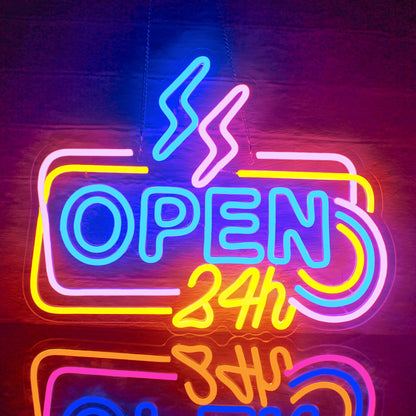 Letrero de neón abierto con luces LED para decoración de habitaciones, para negocios, tiendas, clubes, salones, letrero publicitario brillante con alimentación USB, logotipo artístico.