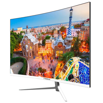 Monitor curvo FYHXele de 27 pulgadas, 1K FHD, 75 Hz, panel VA, respuesta de 2 ms, sincronización adaptativa para juegos, monitor LED para PC de escritorio con HDMI/DP