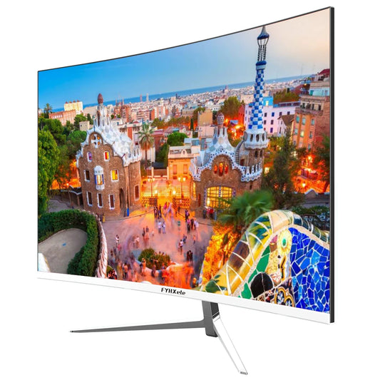 Monitor curvo FYHXele de 27 pulgadas, 1K FHD, 75 Hz, panel VA, respuesta de 2 ms, sincronización adaptativa para juegos, monitor LED para PC de escritorio con HDMI/DP