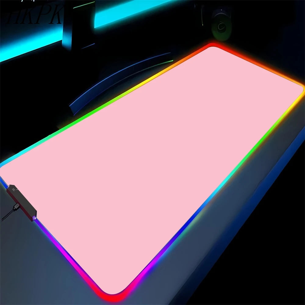 Alfombrilla de ratón RGB antideslizante para juegos (negro puro) para PC, oficina, juegos, alfombrilla de goma LED