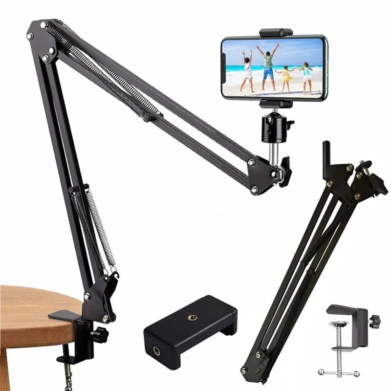 Trípode de brazo flexible para teléfono, soporte de mesa plegable