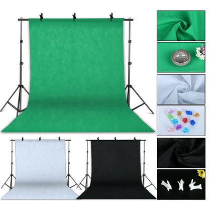 Kit de iluminación para estudio fotográfico con softbox, marco de fondo de 2,6 x 3 m, 3 fondos, trípode, tablero reflector y 4 paraguas.
