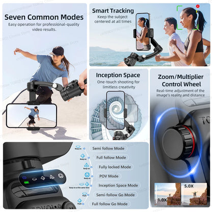 Soporte para teléfono con cardán de 3 ejes, antivibración, para grabar videos y selfies, con estabilizador para teléfonos inteligentes Xiaomi, iPhone y otros dispositivos.