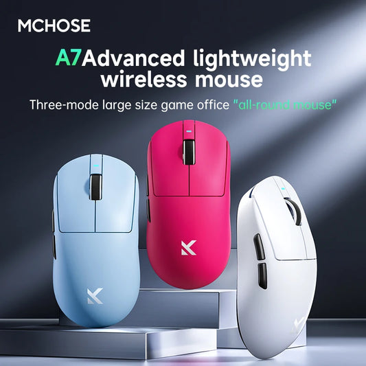 Ratón inalámbrico MCHOSE A7 Pro Ultra para juegos de tres modos y deportes electrónicos PAW3950, ligero, 42 000 ppp, 8 K, bajo retardo, ergonomía, 500 mAh