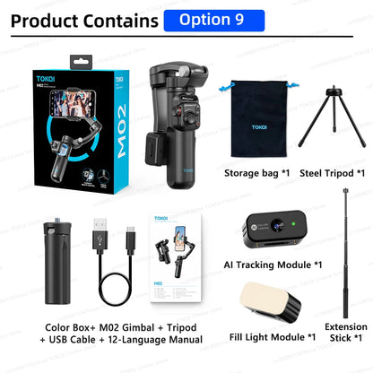 Soporte para teléfono con cardán de 3 ejes, antivibración, para grabar videos y selfies, con estabilizador para teléfonos inteligentes Xiaomi, iPhone y otros dispositivos.