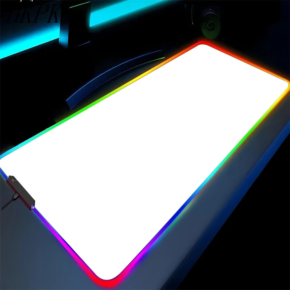 Alfombrilla de ratón RGB antideslizante para juegos (negro puro) para PC, oficina, juegos, alfombrilla de goma LED