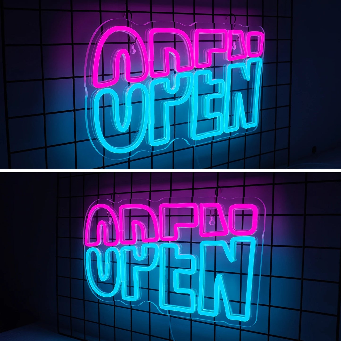 Letrero de neón abierto con luces LED para decoración de habitaciones, para negocios, tiendas, clubes, salones, letrero publicitario brillante con alimentación USB, logotipo artístico.