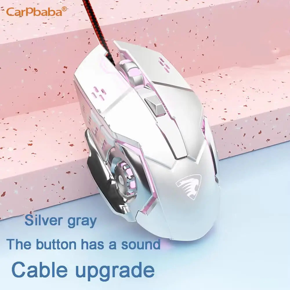 Ratón para juegos con cable Carpbaba G3, silencioso, rosa, mecánico, para deportes electrónicos, para chica, bonito diseño, portátil, para oficina, hogar, MacBook, portátil, PC, gamer
