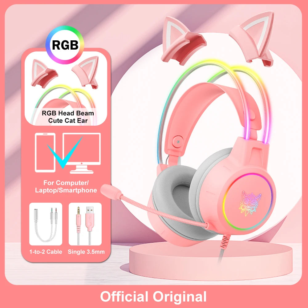 Auriculares para juegos ONIKUMA RGB con micrófono flexible HD de 3,5 mm para PC, Xbox, PS4, PS5 y Switch.