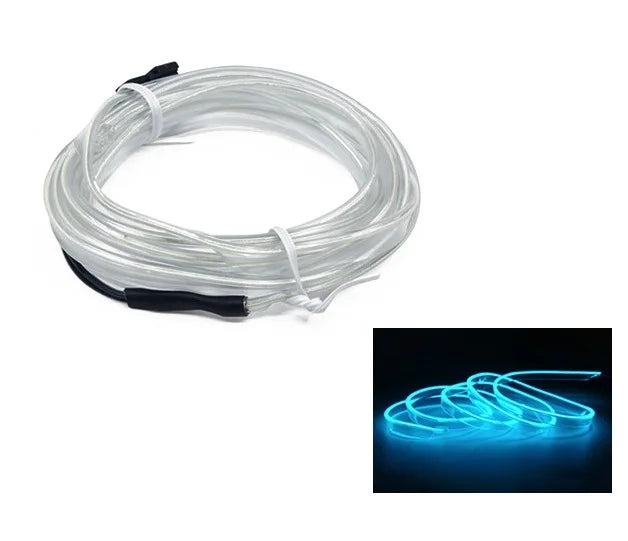 Tira de neón LED decorativa para interior de coche, 10 m, 1 m, 3 m y 5 m. Luz ambiental flexible con cable y alimentación USB, ideal para fiestas y ambientes.